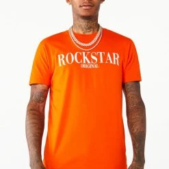 MENS TEES OCTAVIO PRINTED T-SHIRT- ORANGE