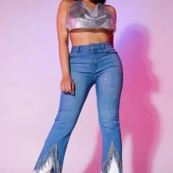 WOMENS JEANS RUBI ROSE TRAP JEAN-LIGHT WASH Best Seller