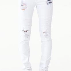 MENS JEANS OSCAR SIGNATURE BIKER JEAN-WHITE