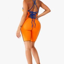 WOMENS ROMPERS & JUMPSUITS HAYDEN ROMPER - ORANGE/ROYAL Best Seller