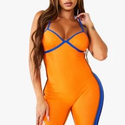 WOMENS ROMPERS & JUMPSUITS HAYDEN ROMPER - ORANGE/ROYAL Best Seller