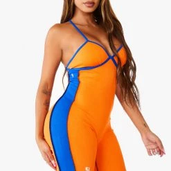 WOMENS ROMPERS & JUMPSUITS HAYDEN ROMPER - ORANGE/ROYAL Best Seller