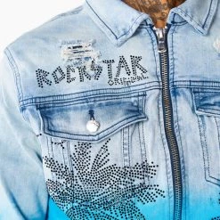MENS DENIM JACKETS TOVI OMBRE CRYSTAL JACKET- BLUE