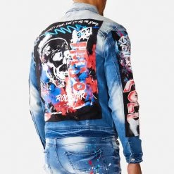 MENS DENIM JACKETS ZAYDEN PATCH DENIM JACKET- DARK WASH