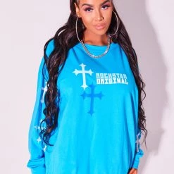 WOMENS HOODIES & SWEATSHIRTS Best Seller BIA CREWNECK SWEATSHIRT-BLUE