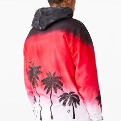 MENS HOODIES & SWEATSHIRTS TOVI OMBRE PRINTED HOODIE- RED Tops