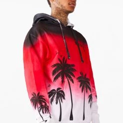 MENS HOODIES & SWEATSHIRTS TOVI OMBRE PRINTED HOODIE- RED Tops
