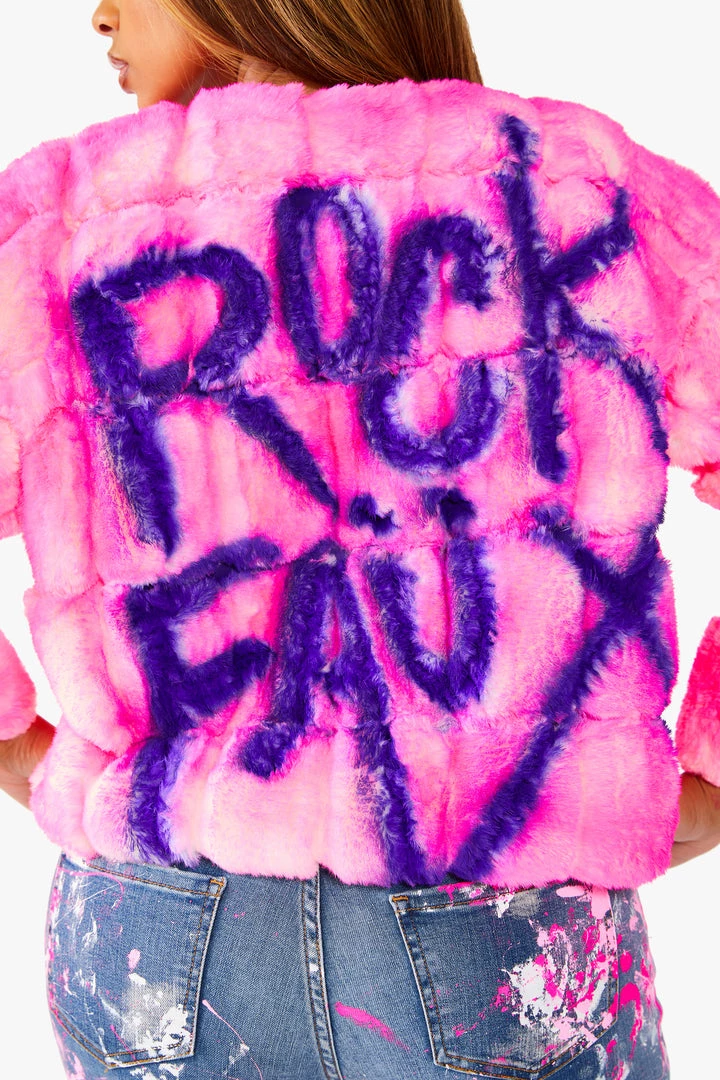 WOMENS FUR MITCH JACKET - PINK 2 WOMENS FUR MITCH JACKET - PINK