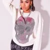 WOMENS HOODIES & SWEATSHIRTS Best Seller SKULL CREWNECK SWEATSHIRT-WHITE