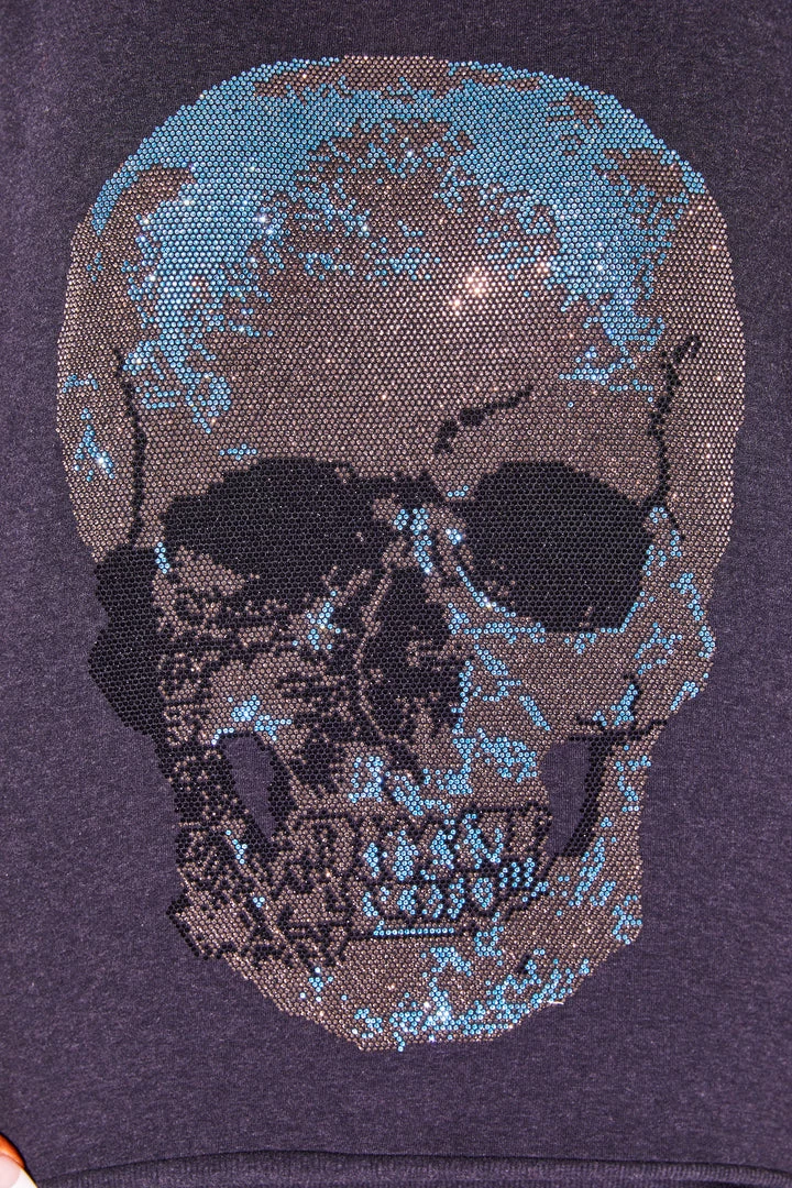 WOMENS HOODIES & SWEATSHIRTS SKULL CREWNECK SWEATSHIRT-CHARCOAL 6 WOMENS HOODIES & SWEATSHIRTS SKULL CREWNECK SWEATSHIRT-CHARCOAL