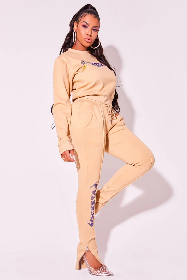 WOMENS TRACK SETS LOTTIE TRACKSET-BEIGE 2 WOMENS TRACK SETS LOTTIE TRACKSET-BEIGE