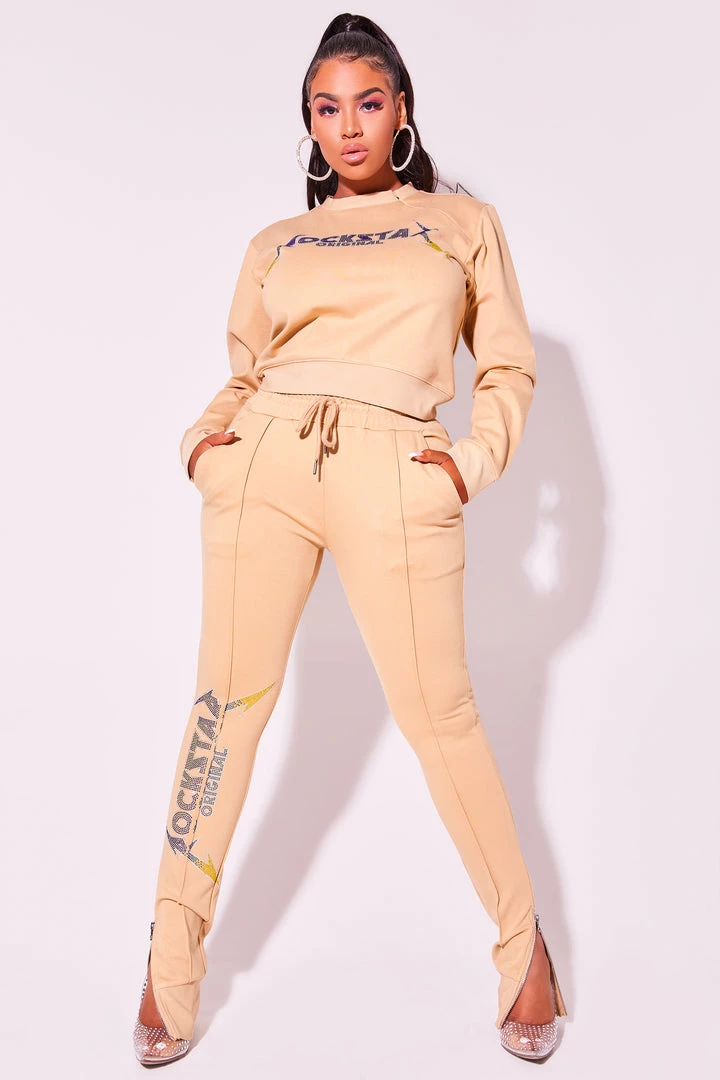 WOMENS TRACK SETS LOTTIE TRACKSET-BEIGE 3 WOMENS TRACK SETS LOTTIE TRACKSET-BEIGE