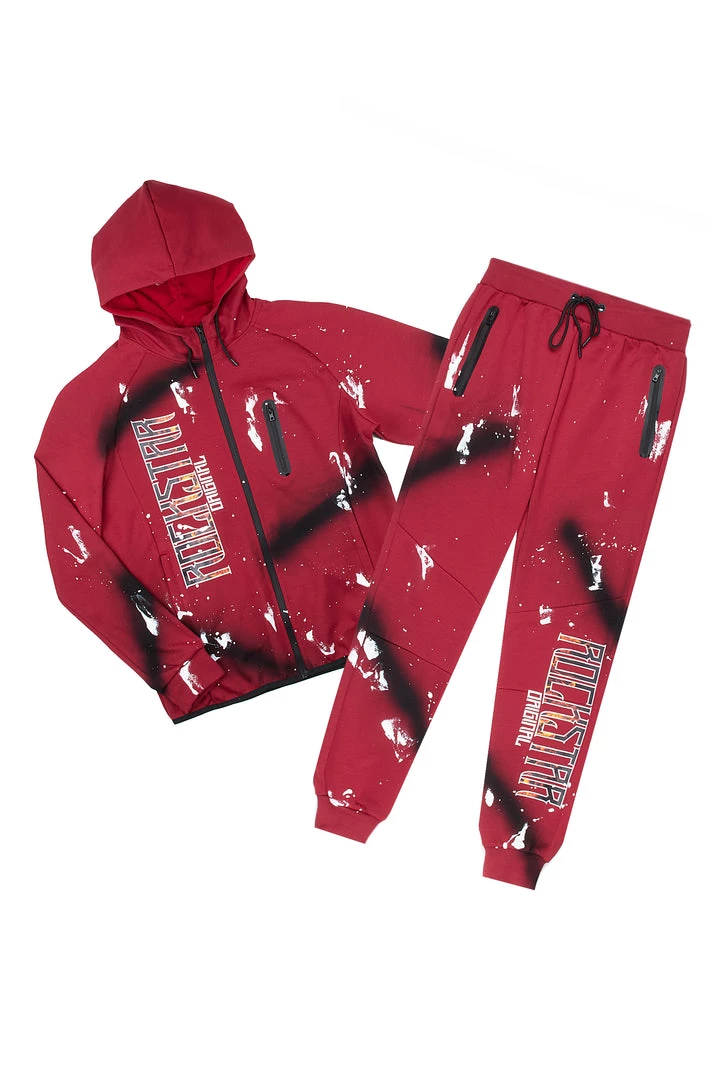 MENS TRACK SETS LORO GRAPHIC TRACK SET-BURGUNDY 1 MENS TRACK SETS LORO GRAPHIC TRACK SET-BURGUNDY