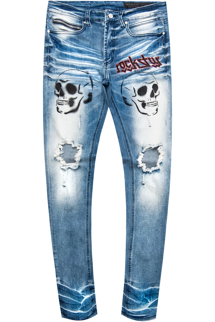 MENS JEANS LORCAN PRINTED JEAN-BLUE Denim 1 MENS JEANS LORCAN PRINTED JEAN-BLUE Denim