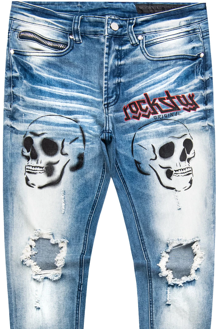 MENS JEANS LORCAN PRINTED JEAN-BLUE Denim 2 MENS JEANS LORCAN PRINTED JEAN-BLUE Denim