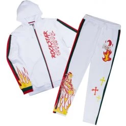 MENS TRACK SETS MANE GRAPHIC TRACK SET-WHITE