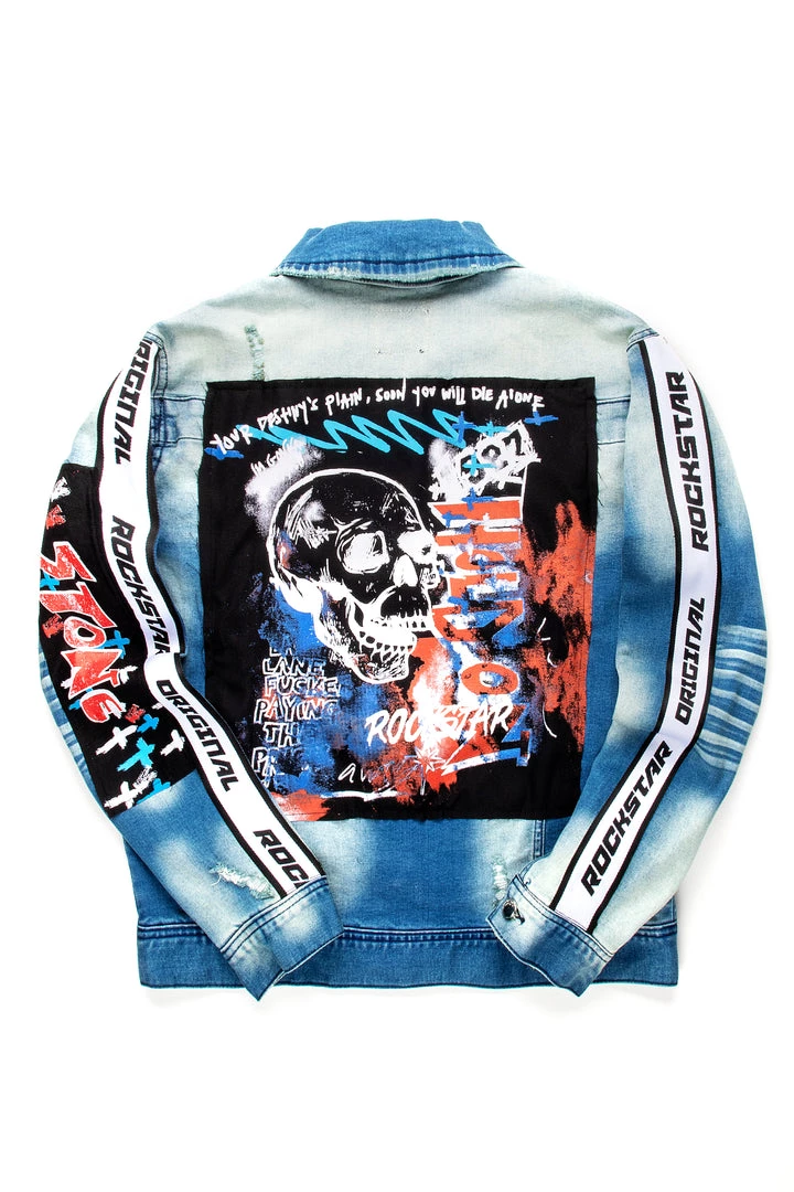 MENS DENIM JACKETS MARK PATCHWORK DENIM JACKET-BLUE 3 MENS DENIM JACKETS MARK PATCHWORK DENIM JACKET-BLUE