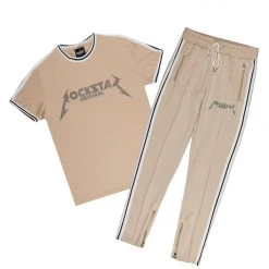 MENS TRACK SETS MOON T-SHIRT TRACKSET-BEIGE