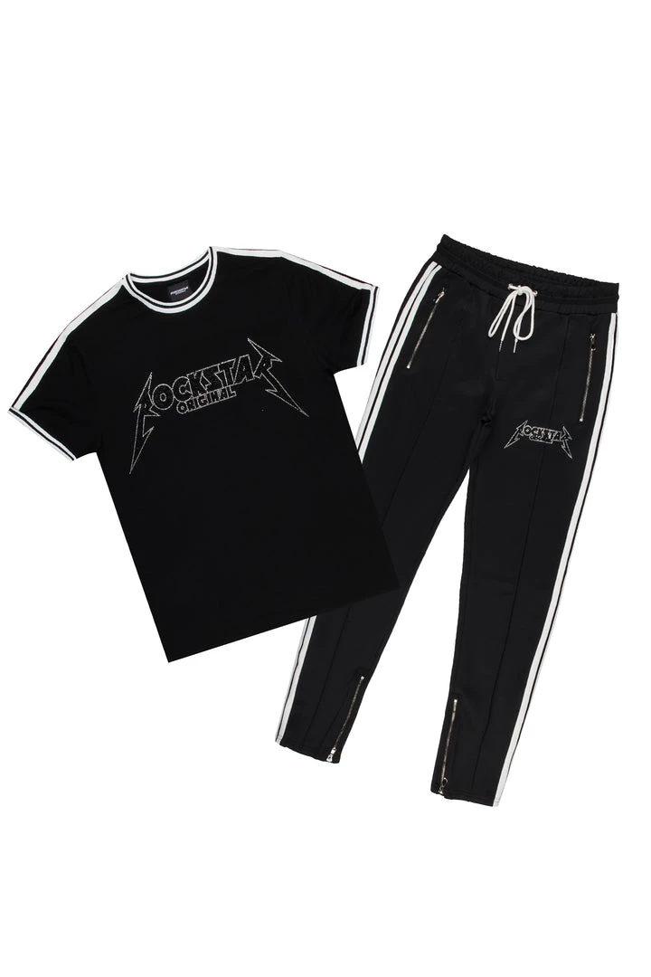 MENS TRACK SETS MOON T-SHIRT TRACKSET-BLACK 1 MENS TRACK SETS MOON T-SHIRT TRACKSET-BLACK