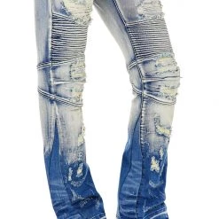 MENS JEANS MORRAY STACKED FLARE JEAN-BLUE