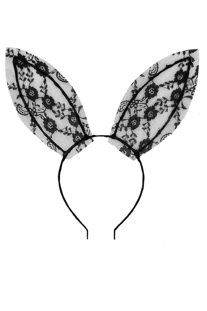 WOMENS ACCESSORIES LACE BUNNY EARS HEADBAND-BLACK Best Seller 3 WOMENS ACCESSORIES LACE BUNNY EARS HEADBAND-BLACK Best Seller