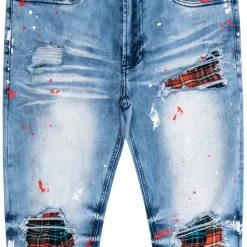 MENS JEANS Denim MORO PLAID BACKING JEAN-LIGHT WASH