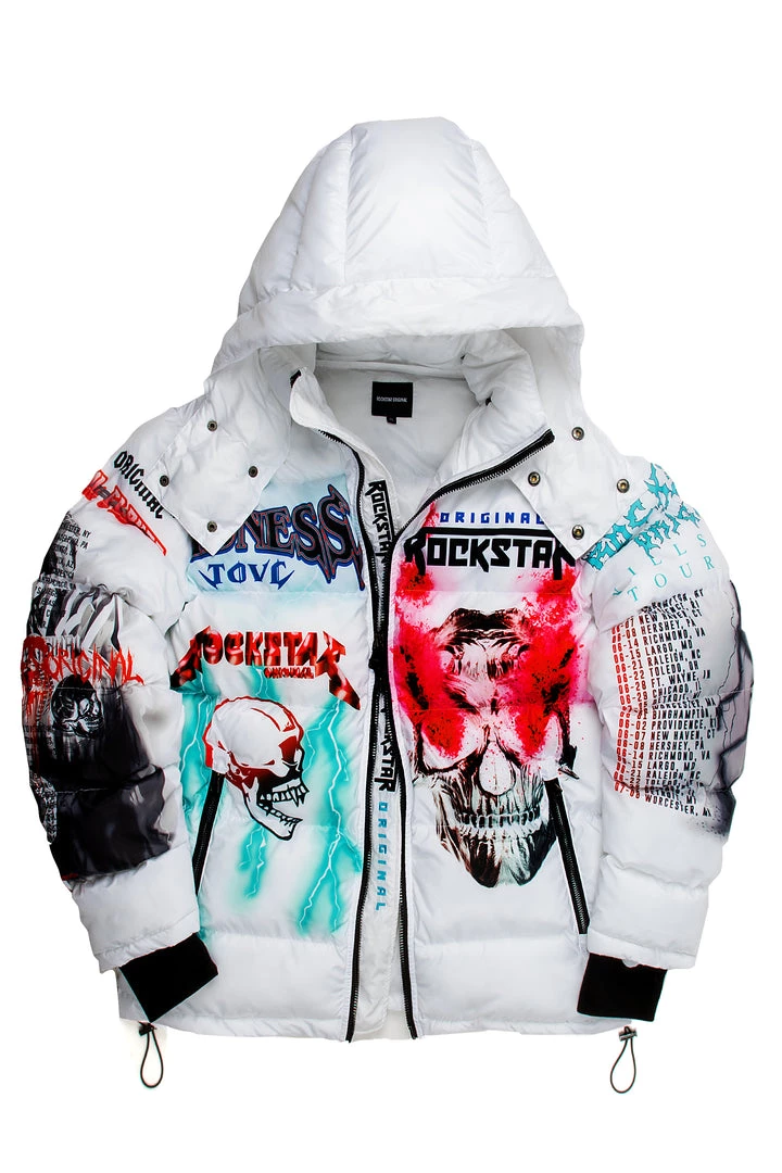 MENS OUTERWEAR White Nash Graphic Print Puffer Jacket 2 MENS OUTERWEAR White Nash Graphic Print Puffer Jacket