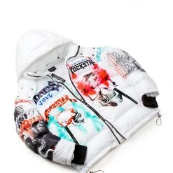 MENS OUTERWEAR White Nash Graphic Print Puffer Jacket