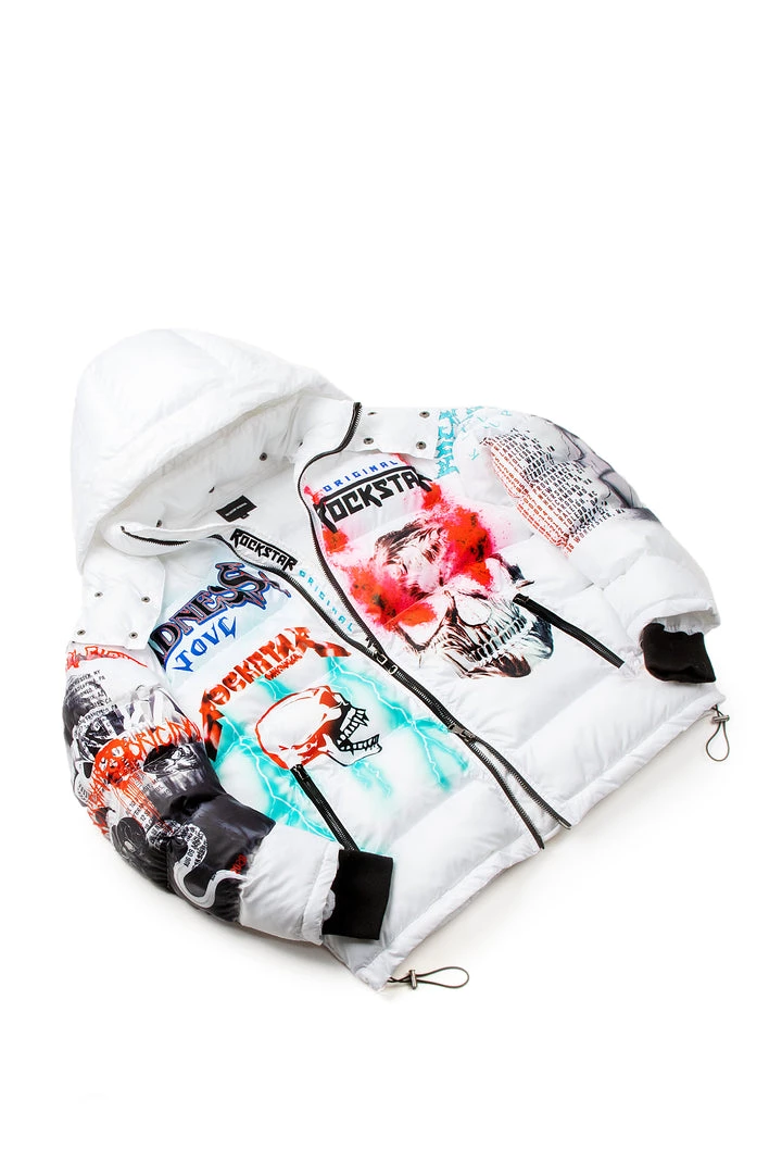 MENS OUTERWEAR White Nash Graphic Print Puffer Jacket 1 MENS OUTERWEAR White Nash Graphic Print Puffer Jacket