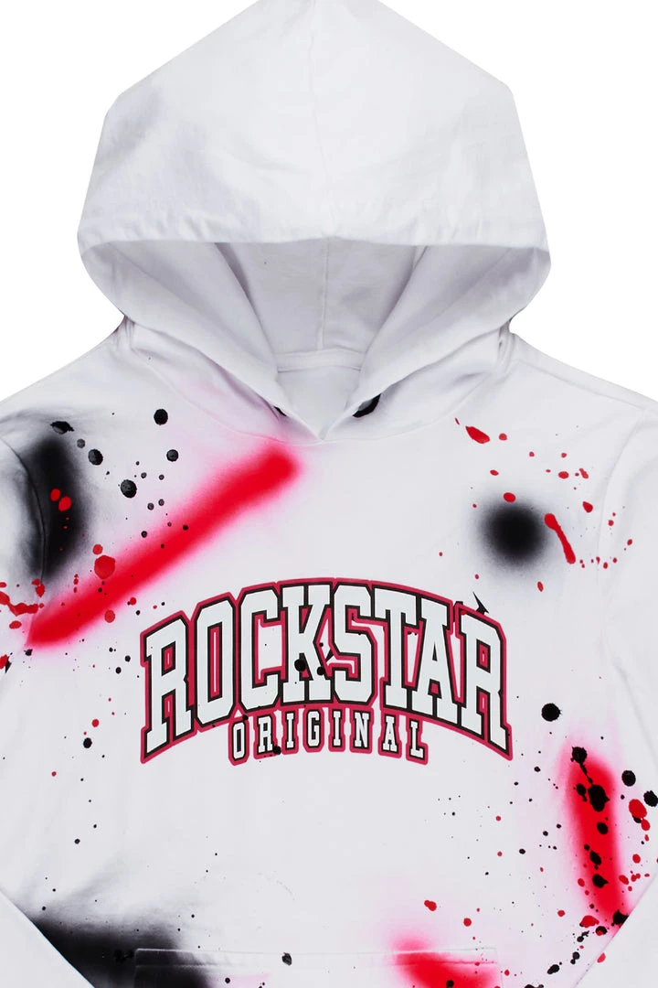 MENS HOODIES & SWEATSHIRTS NERO PAINTER HOODIE-WHITE/PINK Tops 2 MENS HOODIES & SWEATSHIRTS NERO PAINTER HOODIE-WHITE/PINK Tops