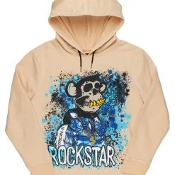 MENS HOODIES & SWEATSHIRTS NFT APE GRAPHIC HOODIE-BEIGE