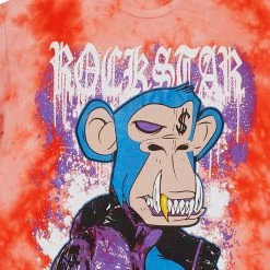 MENS TEES NFT TIE DYE GRAPHIC T-SHIRT-ORANGE Tops