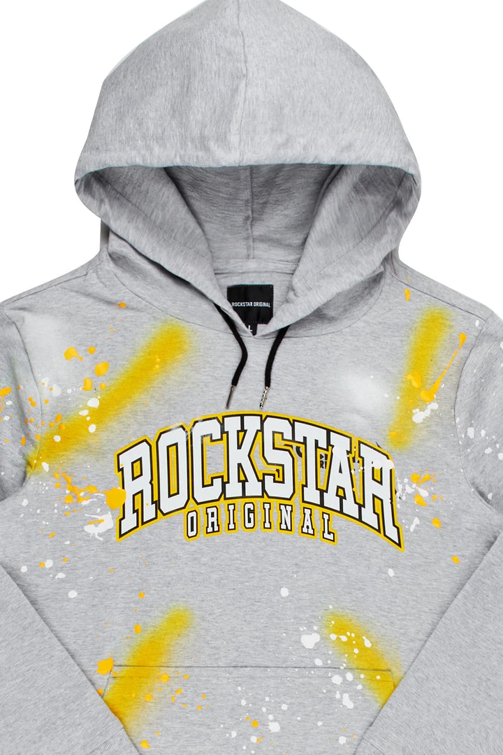 MENS HOODIES & SWEATSHIRTS NERO PAINTER HOODIE-GREY/YELLOW 2 MENS HOODIES & SWEATSHIRTS NERO PAINTER HOODIE-GREY/YELLOW