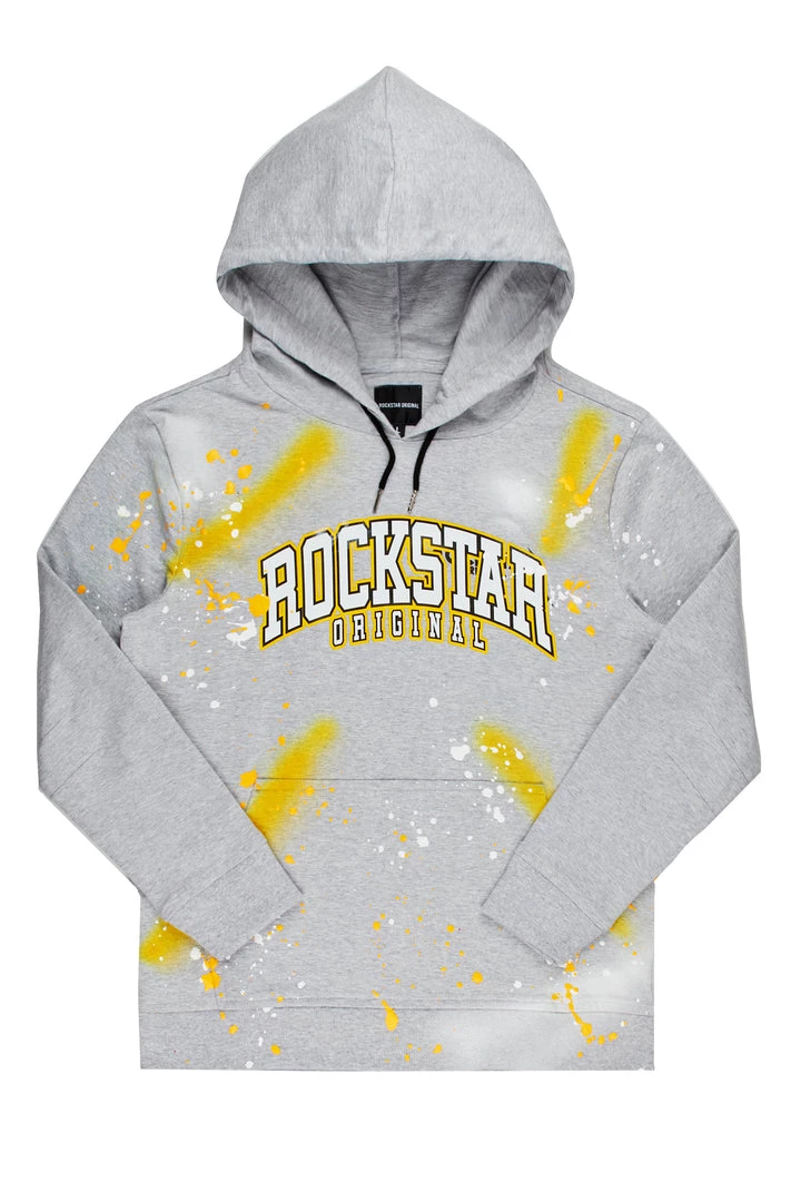 MENS HOODIES & SWEATSHIRTS NERO PAINTER HOODIE-GREY/YELLOW 1 MENS HOODIES & SWEATSHIRTS NERO PAINTER HOODIE-GREY/YELLOW