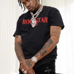 MENS TEES OCTAVIO PRINTED T-SHIRT- BLACK