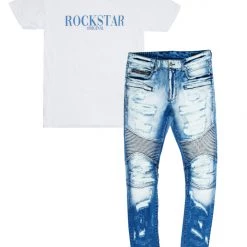 MENS MISC OCTAVIO T-SHIRT & BRENNON BIKER JEANS BUNDLE Short Sleeve Track Sets