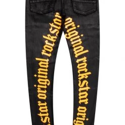 MENS JEANS Denim YE PRINTED JEAN-BLACK/ORANGE