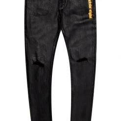 MENS JEANS Denim YE PRINTED JEAN-BLACK/ORANGE