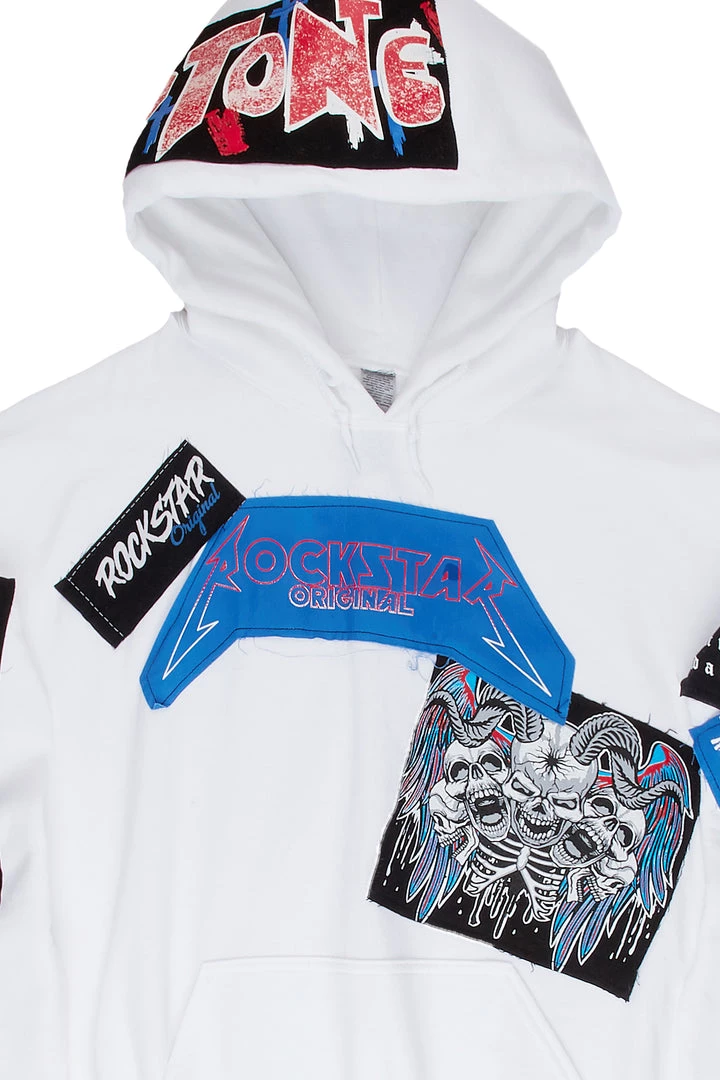 MENS HOODIES & SWEATSHIRTS ORME PATCHWORK HOODIE-WHITE 2 MENS HOODIES & SWEATSHIRTS ORME PATCHWORK HOODIE-WHITE