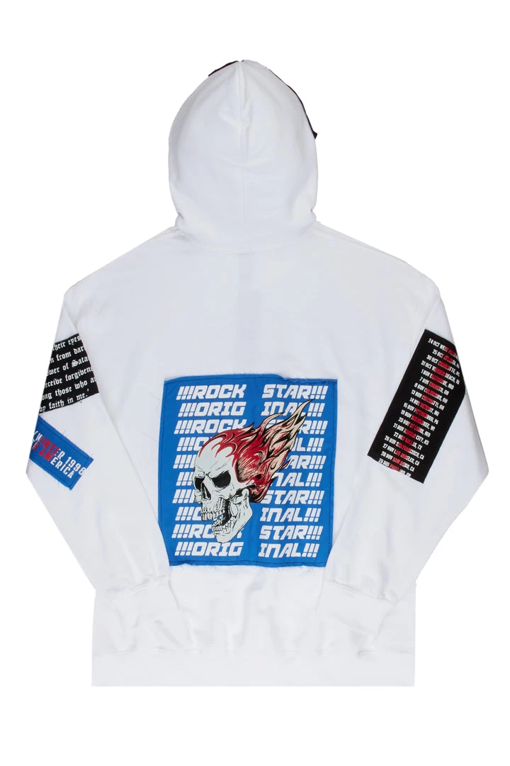 MENS HOODIES & SWEATSHIRTS ORME PATCHWORK HOODIE-WHITE 3 MENS HOODIES & SWEATSHIRTS ORME PATCHWORK HOODIE-WHITE