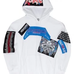 MENS HOODIES & SWEATSHIRTS ORME PATCHWORK HOODIE-WHITE