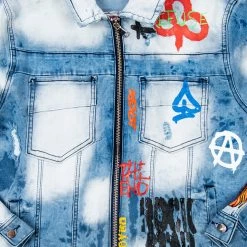 MENS DENIM JACKETS ORAN PRINTED DENIM JACKET-BLUE