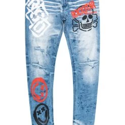MENS JEANS Denim ORAN PRINTED JEAN-BLUE