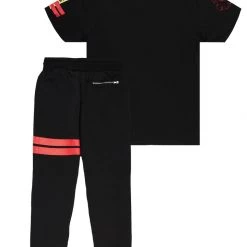 MENS TRACK SETS ROVER T-SHIRT/PANT SET- BLACK