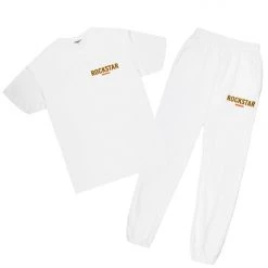 MENS TRACK SETS CASEY T-SHIRT/PANT SET-WHITE 10 MENS TRACK SETS CASEY T-SHIRT/PANT SET-WHITE