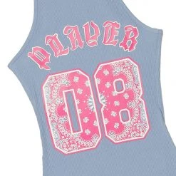 WOMENS DRESSES PLAYER HALTER NECK MINI DRESS-BLUE