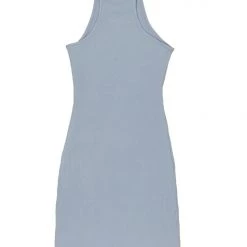 WOMENS DRESSES PLAYER HALTER NECK MINI DRESS-BLUE
