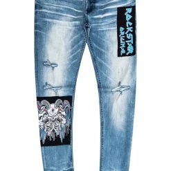 MENS JEANS Denim PANY PATCHWORK JEAN-BLUE