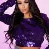 WOMENS TOPS QUINN SEQUIN TOP-PURPLE Best Seller