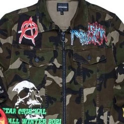 MENS DENIM JACKETS RIDGE PRINTED JACKET- GREEN 6 MENS DENIM JACKETS RIDGE PRINTED JACKET- GREEN